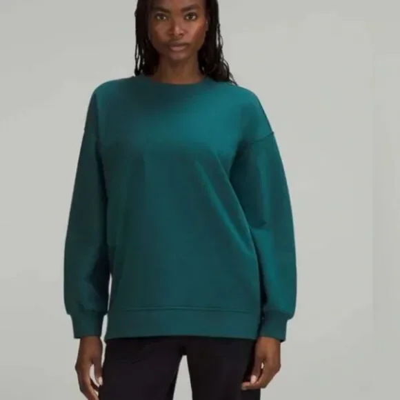 LULULEMON Perfectly Oversized Crew French Terry Jasper Green Size 8 - Picture 1 of 7